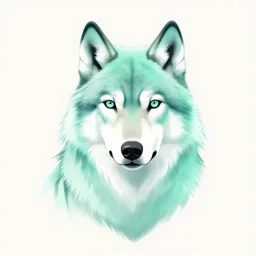 Digital Portrait Drawing of Mint-Colored Anthropomorphic Wolf