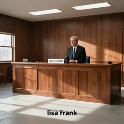 old alex jones on the stand in court by lisa frank, realistic