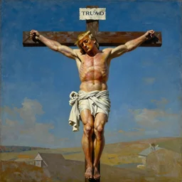 painting of donald trump crucified, by salvador dali