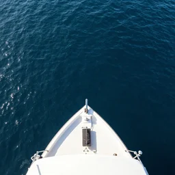a boat in the top of the sea, looked from the depth