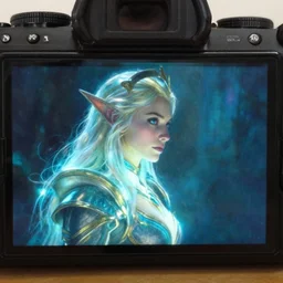 film camera : side profile portrait painting by thomas blackshear of imogen poots as a hearthstone paladin luminescent fantasy art by artgerm, lawren harris, eve ventrue, sherree, ilya kuvshinov, magali villeneuve, jeremy lipkin, rob rey, christophe vacher