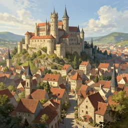 beautiful medieval city by greg rutkowski, trending on artstation