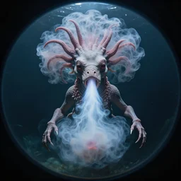 creature unlike any creature ever witnessed before, breathes argon gas, unknown lifeform, unlike anything on earth, photograph, beautiful, unfathomable, elegant, highly detailed, centered, fisheye, octane render, 8 k, biological portrait in the style of charles darwin
