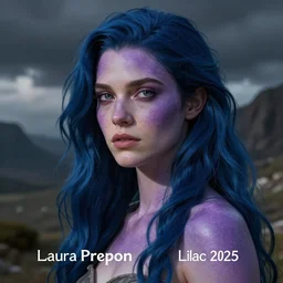 laura prepon, lilac skin, indigo hair, concept art, artstation, detailed