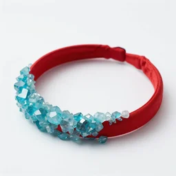 cyan crystal and a red headband, product photo, 4K HD