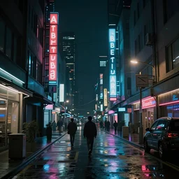 a beautiful photo of a gloomy cyberpunk street at night, professional photography, by liam wong and alvar aalto, neon color scheme