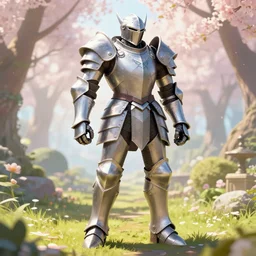 draconic-plate full body armor. Mid-day, Backlit, in the Blossoming gardens of eden. artstation, rpg, digital art, the witcher 3, runescape, skyrim, final-fantasy, Diablo-3