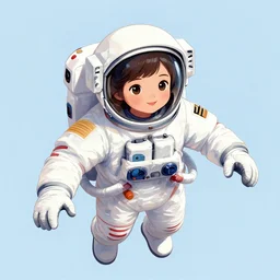 ( ( dither ) ) illustrated portrait of a young astronaut girl floating in space, colorful, ( ( mads berg ) ), christopher balaskas, rich grainy texture, detailed, dynamic composition, light blue filter, wide angle, grainy lights, high contrast, dark tint, halftoned
