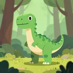an illustration of a dinosaur 3 7 t 4 in the woods, trending on artstation, central composition, very cartoon, shape focus, high detailed, by anton fadeev y 0 0 4