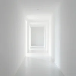 “A non-Euclidean bright white hallway, by Junji Ito, by MC Escher”