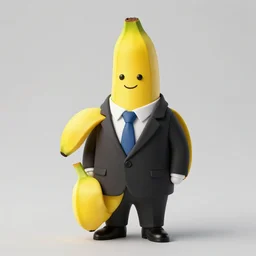 an antropomorphic banana wearing a business suit