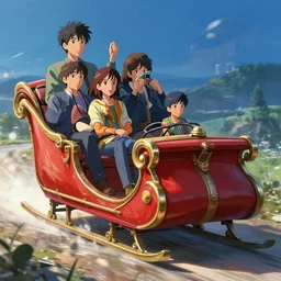extremely detailed concept art of a the claus sleigh by makoto shinkai and lois van baarle, ilya kuvshinov, rossdraws, global illumination, octane render, digital art, trending on artstation, sharp focus, 4 k