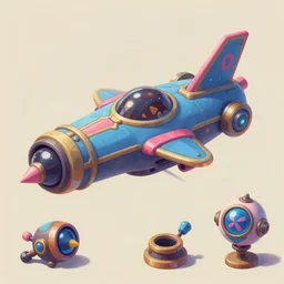 game asset of starship, in gouache detailed paintings, props, stylized, 2 d sprites, kitbash, arcane, overwatch, blue and pink color scheme, 8 k, close up