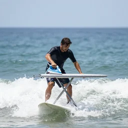 surfing with an ironing board