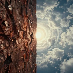 the wall between hell and heaven, digital abstract artwork, octane