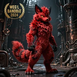 weasel bandit furry red - and - black male fursona | | dark industrial fantasy, deviantart contest winner, furry's fursona commission for don bluth by frank frazetta