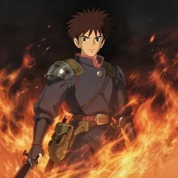 fire, in the style of studio ghibli, j. c. leyendecker, greg rutkowski, artgerm