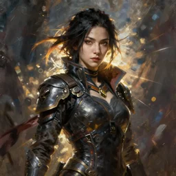 Yennefer cyberpunk, oil painting, Tooth Wu, Greg Rutkowski, RPG portrait, dynamic lighting, fantasy art, High contrast, depth of field