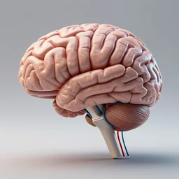 3 d model of anatomically correct human brain, wires, unreal engine, photorealistic, octane render, colorful