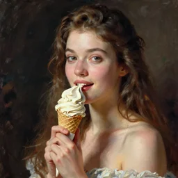 ice cream woman, by donato giancola and nikolay makovsky.