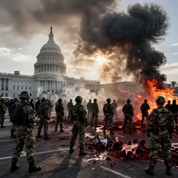gopro footage of the capitol riot crowd getting napalmed by the military, blood and bone, ground meat
