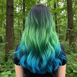 green and blue ombre forest