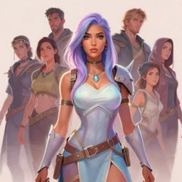 dynamic medium shot painted portrait, maya ali as destiny 2 mixed with gloomhaven sorceress, pastel colours, octane render, unreal engine, matte painting concept art, fanart artstation by jesper ejsing and rhads and lois van baarle and ilya kuvshinov and rossdraws
