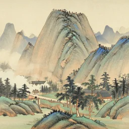 a mountain landscape painting by jeong seon
