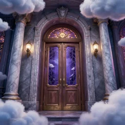 curled perspective digital art of curly clouds casino door with marble columns by anton fadeev from nightmare before christmas
