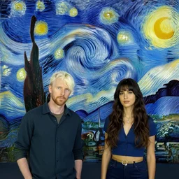 van goghs starry night in the style of dan mumford and josan gonzalez
