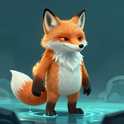 Android fox character in the style of bioshock, unwater scene, caustics, concept art
