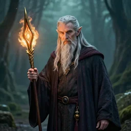 Portrait photo of a fantasy elven wizard