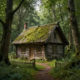 a cottage in the woods, fantasy art, detailed, hyper-realistic, cinematic