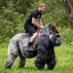 joe rogan riding a silverback gorilla
