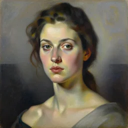 a painting of a woman portrait, bauhaus
