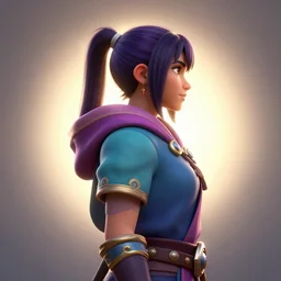 side - profile 3 d rendered portrait, maya ali as a sorcerer, bright backlit, key lighting, smooth, gaudy colors, octane render aesthetic, dota character, render concept art, official fanart behance hd artstation by jesper ejsing, by rhads and makoto shinkai and lois van baarle and ilya kuvshinov and rossdraws