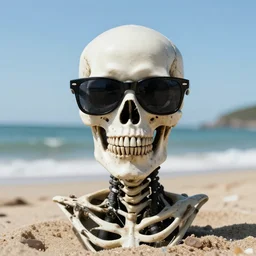 necromorph wearing sunglasses on the beach