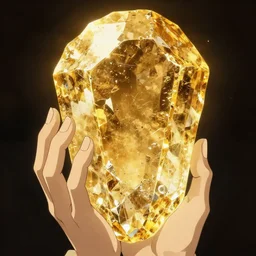 a rough golden crystal with human head and hands, poster art by makoto shinkai, featured on pixiv, environmental art, official art, anime, movie poster