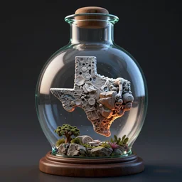 State Texas inside a glass mana bottle, unreal engine, hyper realistic