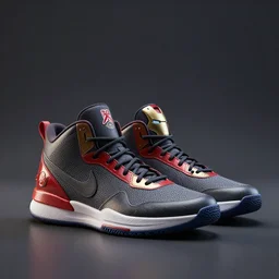 basketball sneakers concept of iron man, picture by tim burton, render, cinema 4 d, octane render