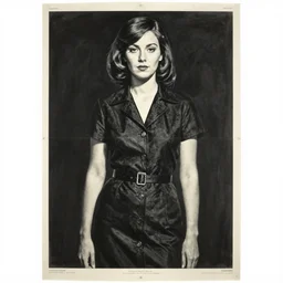 painting of a woman in the 6 0's, high contrast, poster, fully clothed, 8 k, extremely detailed, drawn by arnold armitage