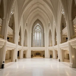 massive interior of a space cruiser created with gothic architectural style, large, spacious rooms, resembles a mall