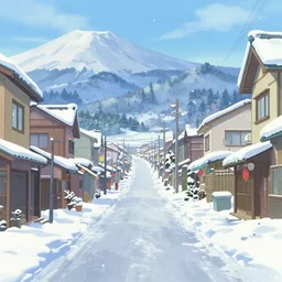 big hero 6 still, wide, snowy japanese village street