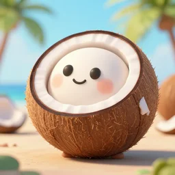 ko ko nut, coconut, coconut, cartoon, cartoon, ultra realistic, unreal engine 5, depth of field, bokeh, octane render, 8 k hd,