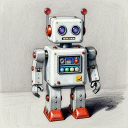drawing of a toy robot by paul kidby