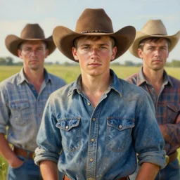 portrait of a handsome young texas farm boy, art by denys tsiperko and bogdan rezunenko, hyperrealism