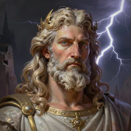 the rock as zeus, the greek god of lightning, close - up portrait, powerfull, intricate, elegant, volumetric lighting, scenery, digital painting, highly detailed, artstation, sharp focus, illustration, concept art, ruan jia, steve mccurry