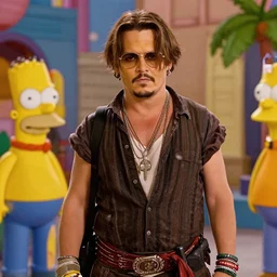 film still of!!!! johnny depp!!!! in ( ( the simpsons ) ) movie