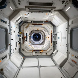 interior shot of a space station, interior, technical