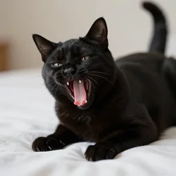 black cat in heaven panting